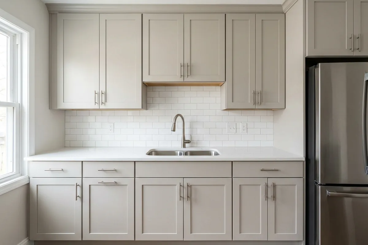 New shaker cabinets and quartz countertops after update