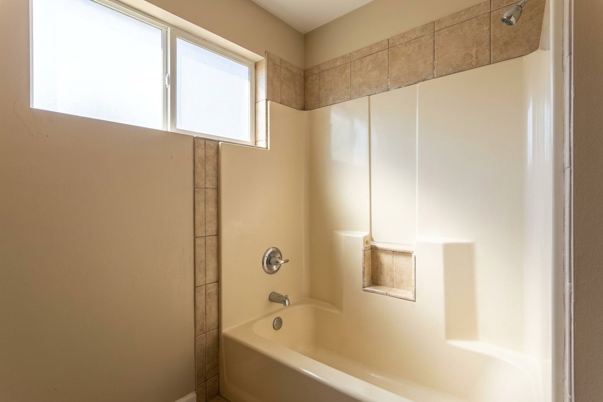 Old tub-shower combo before conversion